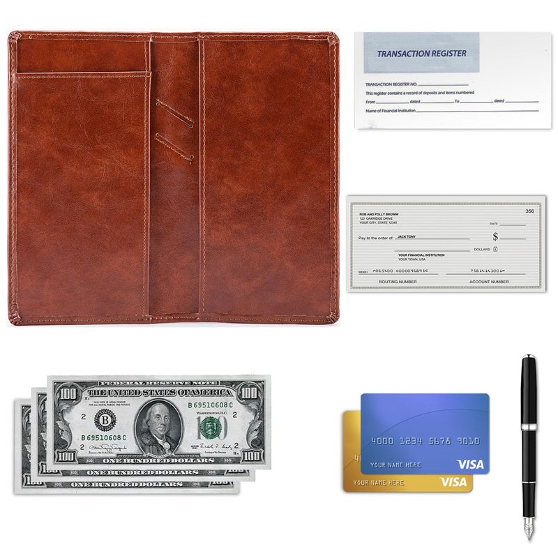 Aurya Leather Checkbook Covers for Personal Checkbook, Checkbook Holder with Free Vinyl Divider, Checkbook Cover for Duplicate Checks for Men and Women - Image 5